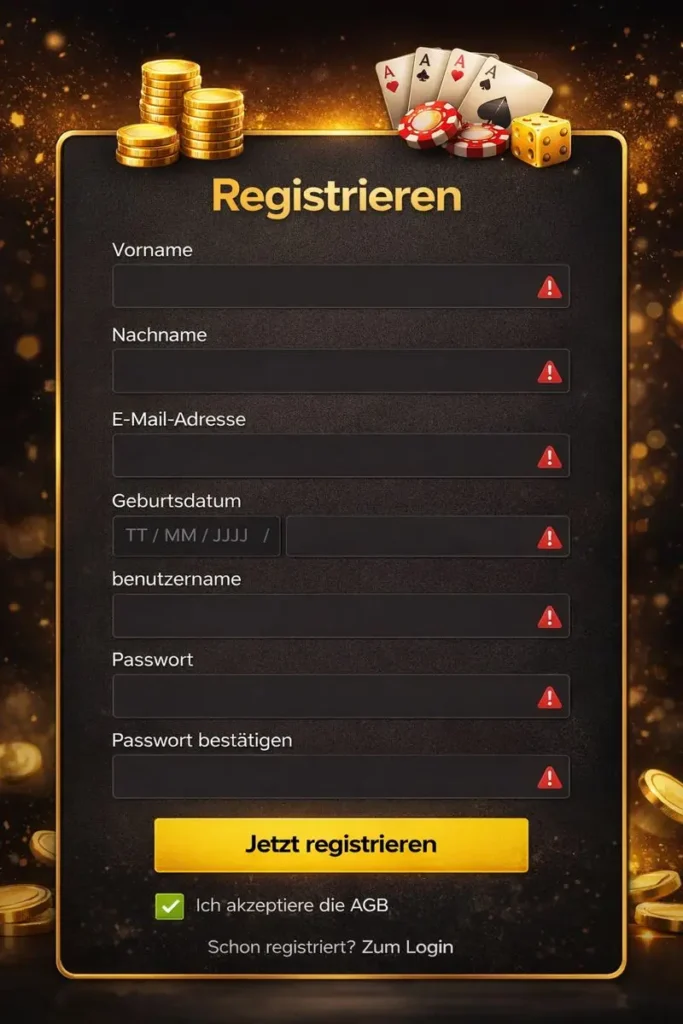 Anmeldung als Mitglied im INTERWETTEN CASINO
